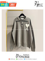 TOP ORI | TAUPE WOOL AMI DE COEUR POLO งานดีสุด สวยถูกใจแน่นอนค่ะ งานแบรนด์เนื้อผ้าอย่างดีงานนำเข้าจากโรงงานเทียบแบรนด์ เกรดท็อปออริจินอล เกรดดีสุด เทียบแท้ พร้อมป้ายแท็ก