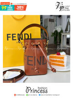 FENDI Mon Tresor Mini Leather Bucket Bag / FENDI Bucket Bag พร้อมส่ง กระเป๋าถือหรือสะพายข้างทรงบัคเก็ต ทรงขนมจีบ ลายแบรนด์ อะไหล่ทองหรูหรา