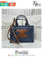 CELINE small cabas thais in DENIM WITH TRIOMPHE ALL-OVER / Celine Tote Denim Bag กระเป๋าทรงโท้ทงานเดนิม เกรดออริ 1:1 ใช้งานต่างประเทศได้
