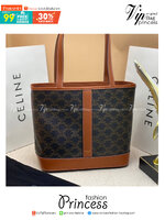 CELINE SMALL CABAS in Triomphe Canvas and calfskin Tan / CELINE TOTE BAG พร้อมส่ง กระเป๋าทรงโท้ท ภายในโล่งกว้าง จุของได้เยอะ กระเป๋าขึ้นบ่าทรงช้อปปิ้ง หนังผสมแคนวาส ใช้งานง่าย