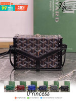 ORI หนังแท้ | Goyard Minaudière Trunk Bag กระเป๋าสะพายทรงแมสเซ็นเจอร์ เป็นคลัตช์ได้ในใบเดียว น้ำหนักเบา ทรงกล่องดีไซน์ใช้งานง่าย สวยหรู