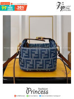 Fendi Tobacco Monogram FF Logo Zucca Buckle Belt Boston Mini Bag Canvas Denim กระเป๋าสะพายไซส์มินิน่ารัก รุ่นแคนวาสเดนิม เปิดปิดด้วยตัวล็อคปั้มลายแบรนด์ ห้ามพลาดเลยค่ะใบนี้แนะนำสุดๆ