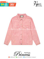 Gucci GG Supreme pattern denim jacket / Gucci jacket Denim Pink เกรดออริจินอล มีป้ายแท็กที่คอเสื้อ ใส่ได้ทั้งผู้หญิงผู้ชาย พร้อมส่งที่ไทย ภาพสินค้าถ่ายจากงานขายจริง ใช้งานต่างประเทศได้