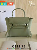 พรีเมี่ยมกิ๊ฟแท้ 100% 】รุ่นหนังแท้ CELINE PICO BELT BAG IN GRAINED CALFSKINAMAZONE ขนาดมินิ น่ารักสุดๆ GREEN