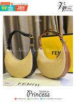FENDI Fendigraphy Small Natural straw bag / Fendi hobo bag 25cm พร้อมส่ง กระเป๋าสะพายไหล่เฟนดิ Natural straw รุ่นใหม่ สวยหรู **สินค้าเกรดออริจินอล 1:1 สลับแท้