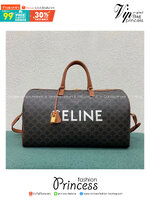 CELINE Large Voyage bag in Triomphe Canvas / Celine Keepall Bag กระเป๋าทรงบอสตันใบใหญ่จุสัมภาระได้เยอะสุดๆหนังขึ้นลาย Signature สวยหรูสุดคลาสสิค ดีไซน์ไม่มีเอ้าท์