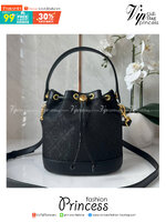 TORY BURCH T MONOGRAM BUCKET BAG jacquard black / Tory Bucket Bag สีดำคลาสสิก กระเป๋าทรงขนมจีบ รุ่นใหม่ล่าสุด วัสดุผ้าแจคการ์ด ตัดขอบหนังสวย