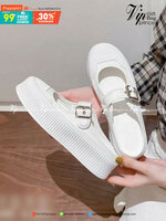 รองเท้าสไตล์เกาหลี ผ้าใบเปิดส้น ส้นตึก น่ารัก ใส่สบาย วัสดุพื้นเสมอ อัพเปอร์บนเป็นผ้าใบ ทำความสะอาดซักได้ ด้านหน้ามีเข็มขัดรัด ปรับขยายรูได้ แมทส์ชุดง่าย นุ่ม น้ำหนักเบา ใส่สบาย