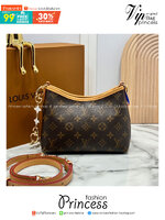 ORI หนังแท้ | LV Mini CarryAll Monogram canvas กระเป๋าสะพายไซ์เล็ก แครี่ออลรุ่นใหม่ มาพร้อมห่วงโซ่หัวใจห้อยสุดคิ้ว และสายสะพายแยกถอดได้ สวยหรูคลาสสิก