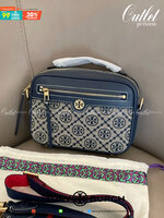 ของแท้ 💯% 】TORY BURCH T MONOGRAM JACQUARD CAMERA BAG กระเป๋าสะพายข้างแบบ CROSSBODY โดดเด่นด้วยลวดลาย T Monogram ด้านในเปิดปิดด้วยซิป มีที่จับหนัง ใส่ของได้เยอะ