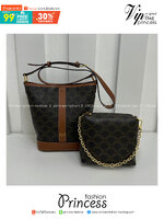 CELINE Small Bucket Bag in Triomphe Canvas 7" กระเป๋าสะพายทรงบัคเก็ต พิเศษพร้อมใบลูกสะดวกใช้งาน โท้ทรุ่นแรกของแบรนด์ที่ได้รับความนิยมมากที่สุด