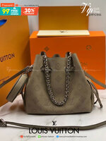 พรีเมี่ยมกิ๊ฟแท้ 100% 】หนังแท้ LOUIS VUITTON Muria Mahina Perforated Calf Leather Shoulder Bag Vert