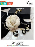 ซื้อ1ได้ถึง2ชิ้น ในเซ็ตเดียว CHANEL JEWELRY SET / Chanel earrings / Chanel necklace โทนดำ ชุดเครื่องประดับครบชุด สุดอลังการ