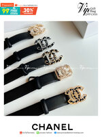 หนังแท้ Chanel Vintage Logo Leather Belt / Chanel Belt Size 30mm มีให้เลือก 5 แบบ พร้อมส่งที่ไทย เข็มขัดวัสดุ Calfskin หนังแท้ฟูขึ้นทรงสวย เกรดหนังดีที่สุดยิ่งใช้นานหนังยิ่งสวย หัวเข็มขัดโลโก้แบรนด์ 3D Vintage สายปรับระดับได้ มาในดีไซน์คลาสสิคเรียบหรูเข้า