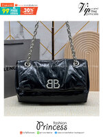 Balenciaga MONACO SMALL CHAIN BAG IN BLACK 28cm กระเป๋าทรงโท้ทใบใหญ่ งานหนังยับสวยเต็มใบ เกรดออริ สลับแท้ 1:1 ใช้งานต่างประเทศได้