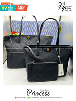 ORI หนังแท้ | Tory Burch T Monogram zip tote bag กระเป๋าทรงโท้ทใบใหญ่ทรงกว้างพร้อมใบเล็กเข้าเซ็ท งานผ้าแจ็คการ์ดตัดขอบหนัง เดอะเบสท์ เซลเลอร์!!