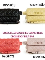 กระเป๋าหนังสุดน่ารักลายตาราง GUESS ELLIANA QUILTED CONVERTIBLE CROSSBODY BELT BAG มาพร้อมสายสะพาย 2 เส้น สำหรับคาดเอว/อก 1 เส้น และสะพายข้างเป็นหนังต่อโซ่อีก 1 เส้น ด้านหน้าติดโลโก้แบรนด์ เปิดปิดด้วยกระดุม ด้านในมีช่องเสียบบัตร 3 ช่อง สามารถใส่มือถือ เครื