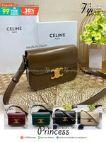 MEDIUM 22cm : CELINE CLASSIQUE TRIOMPHE BAG IN SHINY CALFSKIN / Celine Triomphe Bag / Celine Bag พร้อมส่ง 10 สี เกรดออริ 1:1 กระเป๋าแบรนด์หรูที่ควรมีแห่งปี