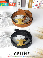 CELINE Vintage Logo Leather Belt VIP Gift With Purchase (GWP) พรีเมี่ยมกิ๊ฟ Limited จาก CELINE PARFUME DUTYFREE วัสดุหนังเรียบสวยหัวเข็มขัดโลโก้แบรนด์แบบ 3D Vintage สีทองสายปรับระดับได้ในดีไซน์เรียบหรูเข้ากับทุกลุ๊คใช้ได้ทั้งชายหญิง