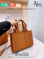 CHLOE Woody medium embroidered leather tote / CHLOE TOTE BAG กระเป๋าทรงโท้ท สีสวย เรียบหรู ดูคลาสสิค รุ่นตามหา ใบใหญ่จุดของได้เยอะมาก ภายในโล่งกว้าง
