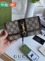 พรีเมี่ยมกิ๊ฟแท้ 100% 】GU CCI Jackie 1961 chain wallet งานหนังแท้ กระเป๋าสตางค์ใบยาวพร้อมโซ่ทอง แบบใหม่สวยหรูมากค่ะ