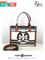 TORY BURCH Ella Mini Stripe Jacquard Tote / TORY BURCH TOTE กระเป๋าถือ หรือสะพาย TORY BURCH เปิด - ปิดกระเป๋าด้วยแม่เหล็ก ด้านในมีช่องซิป 1 ช่อง ช่องใส่ของ 1 ช่อง หูจับสูง 13 cm มาพร้อมสายสะพายยาว สามารถถอดและปรับได้ 3 ระดับค่ะ