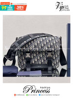 Dior Explorer Messenger Bag / Dior messenger bag / Beige and Black Dior Oblique Jacquard เกรดเทพออริจินอล หนังแท้ ภาพถ่ายจากสินค้าจริง ใช้งานต่างประเทศได้
