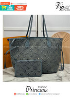 LV Neverfull MM Denim Tote Bag กระเป๋าสะพายทรงโท้ทเดนิมลายโมโนแกรมปั้มนูน พร้อมใบเล็กเข้าชุด ภายในโล่งกว้างมาก สะพายไปเที่ยวต่างจังหวัดคือดีงามมากจ้า หรือจะสะพายไปทำงาน ไปต่างประเทศก็สะดวก จัดไป!