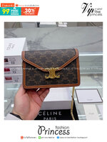 CELINE triomphe margo wallet on chain กระเป๋าสะพายสวยอยู่ทรงตั้งได้ รูปทรงย้อนยุคสไตล์วินเทจลัคชู ดีไซน์เอกลักษณ์ ขนาดกำลังดี