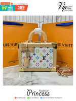 ORI หนังแท้ | LV x TM Petite Valise bag Multicolor Monogram Canvas กระเป๋าสะพายทรงกล่องดีไซน์โดดเด่นประณีตขับเน้นเสน่ห์สดใส แลดูน่ารัก ขนาดกะทัดรัดตกแต่งขอบหนังและฮาร์ดแวร์สีทองเงางาม