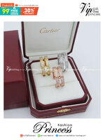 CARTIER Earrings ต่างหูคาเทียร์ รุ่นมีเพชร ภาพถ่ายจากงานจริง วัสดุโลหะเคลือบขึ้นเงาตามรูป ใช้งานต่างประเทศได้