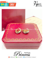 CARTIER EARRINGS ต่างหูคาเทียร์ มีเพชร ภาพถ่ายจากงานจริง วัสดุโลหะเคลือบขึ้นเงาตามรูป ใช้งานต่างประเทศได้