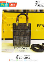 FENDI Mini Sunshine Shopper jacquard FF motif with shiny transparent sequins / Fendi Tote bag พร้อมส่ง กระเป๋าสะพายทรงมินิโท้ท ปักเลื่อมแวววาว รุ่นใหม่ สวยหรู **สินค้าเกรดออริจินอล 1:1 สลับแท้