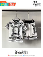 สลับแท้ เกรดเทพ Size 90-150 เสื้อผ้าเด็กแบรนด์เนม Dolce & Gabbana Bandanna-print jersey งาน 1:1 เซตเสื้อพร้อมกางเกง รุ่น uni-sex ใส่ชิลๆ เนื้อผ้าอย่างดีงานนำเข้าจากโรงงานเทียบแบรนด์