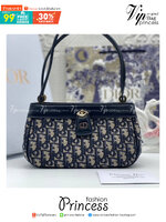 DIOR KEY BAG Blue Oblique Jacquard 22cm เกรดออริ พร้อมส่งที่ไทย