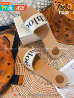 Chloe Sandals แตะสวม เรียบหรู วัสดุผ้าแคนวาส สกรีนแบรนด์ แมทส์ชุดง่าย น้ำหนักเบา