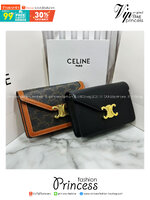 ORI หนังแท้ | CELINE WALLET ON CHAIN MARGO IN TRIOMPHE กระเป๋าสะพายสวยอยู่ทรงตั้งได้ รูปทรงย้อนยุคสไตล์วินเทจลัคชู ดีไซน์เอกลักษณ์ ขนาดกำลังดี