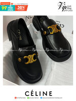 หนังแท้ CELINE LOAFER TRIOMPHE BLACK CALFSKIN LINING / Celine Shoes ภาพสินค้าถ่ายจากงานขายจริง ใช้งานต่างประเทศได้