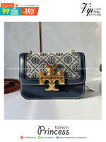 TORY BURCH Eleanor T Monogram Small Convertible Shoulder Bag / Tory Burch Eleanor Classic Jacquard Bag กระเป๋าสะพายดีเทลขอบประณีต