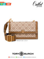 สีใหม่ Hazelnut Medium Size TORY BURCH T Monogram jacquard shoulder bag คอลเลคชั่น T Monogram สำหรับคอลเลคชั่นฤดูใบไม้ผลิ 2021 เราสร้างสรรค์ลายโมโนแกรมที่ได้รับแรงบันดาลใจมาจากลวดลายการถักทอผ้าห่มของชาว Pennsylvania Dutch แบบดั้งเดิม เป็นการเฉลิมฉลองโลโก้