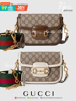VIP GIFT 】หนังแท้ GUCCI Horsebit 1955 mini bag GG Supreme canvas ที่สุดของรุ่นที่ฮอตหนักมาก คอลเลคชั่นที่ยอดขายดีตั้งแต่วันแรกที่ลง shop ด้วยรูปทรงที่กะทัดรัด ตอบโจทย์ได้ทุกลุค ทุกไลฟ์สไตล์ ใช้งานได้ง่ายคล่องตัว เรียกได้ว่าใครไม่มีได้ยังไง สวยขนาดนี้!!