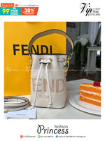 FENDI Mon Tresor Mini Leather Bucket Bag / FENDI Bucket Bag พร้อมส่ง กระเป๋าถือหรือสะพายข้างทรงบัคเก็ต ทรงขนมจีบ ลายแบรนด์ อะไหล่ทองหรูหรา