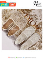 Valentino คัชชู ลูกไม้ ใส่สบาย ไม่อัพ หน้ากว้าง แมทส์ชุดง่าย น้ำหนักเบา ขอบรอบแต่งเชือกปอฟาง สวยเก๋