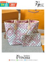 LV Neverfull MM Tahitienne Damier Azur / Capri Monogram กระเป๋าทรงโท้ทใบใหญ่ ดีไซน์ใหม่ สีสันลวดลายโดดเด่นไม่ซ้ำใคร แต่งแต้มลงบนกระเป๋าสร้างดีเทลให้ดูมีมูลค่าเพิ่มขึ้น อัพลุคได้เลย