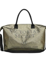 VICTORIA'S SECRET CANVAS GLITTER LARGE RUNWAY TRAVEL BAG 2017 กระเป๋าทรง Travel ใบใหญ่วัสดุ CANVAS GLITTER ด้านหน้าประดับโลโก้แบรนด์ glitter วิ๊งทั้งใบ เปิดปิดด้วยซิป ภายในกว้างจุสุดๆ ใส่เสื้อผ้าได้หลายชุด ไม่ว่าจะถือขึ้นเครื่อง, ไปต่างจังหวัด หรือไป