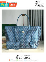 เกรดเทพ Top ORI | New Goyard Saint Louis GM tote bag Goyardine Pearly Blue (Ori)เทพ กระเป๋าทรงโท้ทใบใหญ่ หนังแท้แคนวาสแท้ สีพิเศษมุกสะท้อนแสงเงาสวยหรู