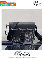 Dior Saddle Messenger Bag / Dior messenger bag / Beige and Black Oblique Jacquard เกรดเทพออริจินอล หนังแท้ ภาพถ่ายจากสินค้าจริง ใช้งานต่างประเทศได้