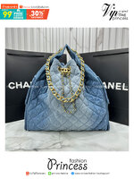 ORI หนังแท้ | 30cm CHANEL 25 Denim Handbag กระเป๋าสะพายทรงโฮโบเดนิม คอลใหม่ล่าสุด ต้อนรับฤดูกาล SPRING-SUMMER 2025 รูปทรงใช้งานได้จริง จุของได้ ถือเก๋ๆ เอวี่เดย์ลุค