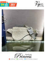 CHRISTIAN DIOR BEIGN AND OBLIQUE JACQUARD SADDLE BELT BAG / Dior Belt Bag เกรดใช้งานสลับของแท้ เกรดออริจินอล ภาพสินค้าถ่ายจากงานขายจริง ใช้งานต่างประเทศได้