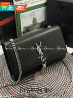 VIP 】หนังแท้ YSL Saint Laurent Monogram Kate Leather Shoulder Bag พร้อมส่งที่ไทย!! รุ่นหนังเรียบ อะไหล่เงิน CLASSIC SAINT LAURENT MONOGRAM SHOULDER BAG DECORATED WITH METAL YSL INITIALS AND CHAIN TASSEL, FEATURING A CHAIN SHOULDER STRAP.